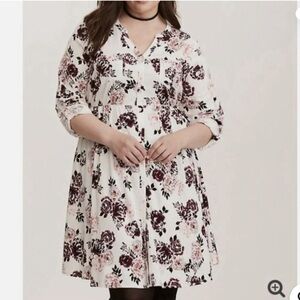 Torrid Floral Button-Front Tunic Top / Mini Dress – Size 2